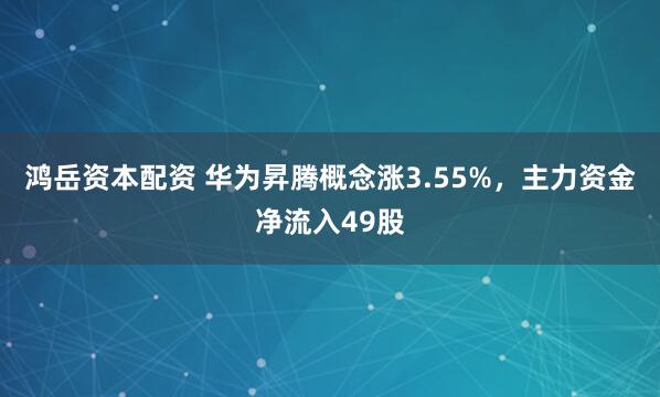 鸿岳资本配资 华为昇腾概念涨3.55%，主力资金净流入49股